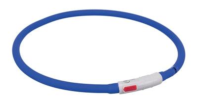 Trixie Halsband Usb Siliconen Lichtgevend Oplaadbaar Royal Blauw 70X1 CM - Pet4you