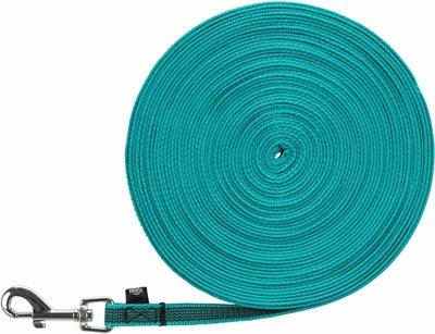 Trixie Hondenriem Sleeplijn Met Rubber Turquoise 15 MTR X 1,5 CM - Pet4you