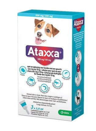 Krka Ataxxa Spot On Hond 4-10 KG 500 MG/100 MG 3 PIP - Pet4you